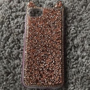 Adorable Rose Gold Rhinestone Cat Ear iPhone Case